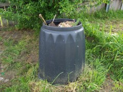 A compost bin.